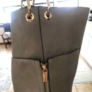 Anthropologie 2 in 1 Vegan Bucket Bag in Stone